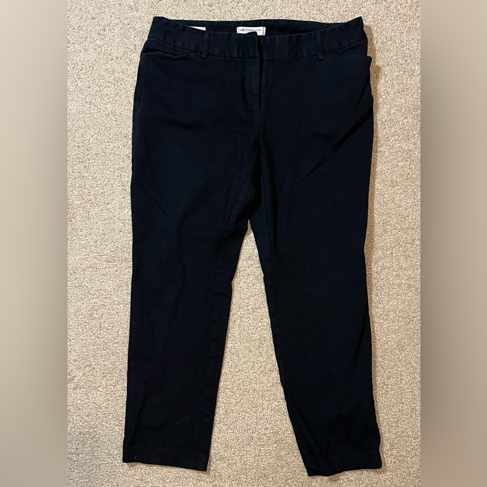 Liz Claiborne Petite Emma Ankle Dress Pants, Women’s Size 8P, Black Textured